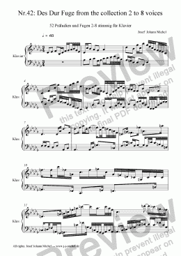 page one of Nr.42: Des Dur Fuge from the collection 2 to 8 voices