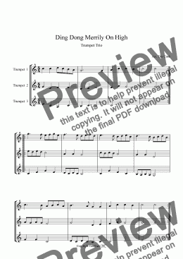 page one of Ding Dong Merrily On High - Trumpet Trio