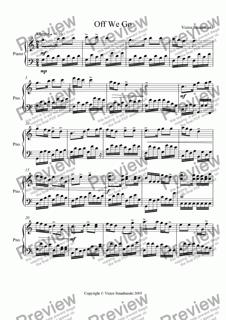 Off We Go Download Sheet Music Pdf File