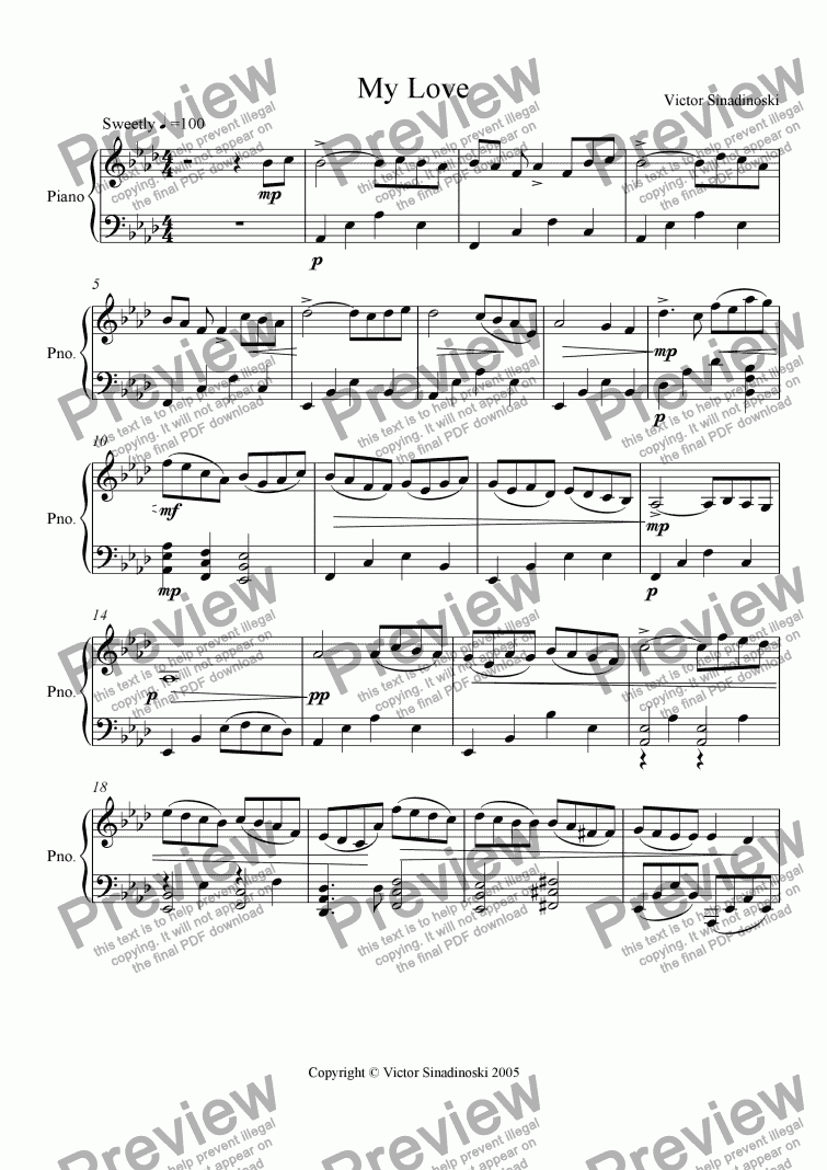 My Love - Download Sheet Music PDF file