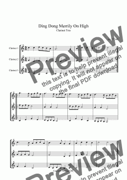 page one of Ding Dong Merrily On High - Clarinet Trio