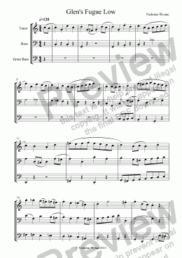 page one of Glen’s Fugue for low Recorder Trio
