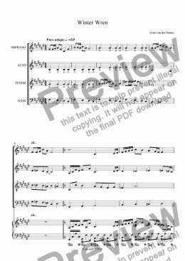 page one of Winter Wren (juvenilia, sketch, choir SATB + piano)