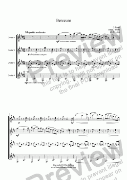 page one of Berceuse (Guitar Quartet)