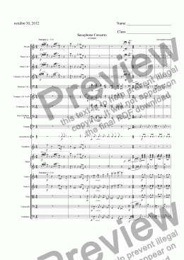 page one of Saxophone Concerto
