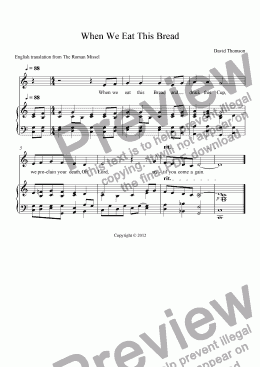 page one of When We Eat This Bread - an arrangement for congregational singing from the "The New Mass of Hope," a setting of the English translation of the Roman Missal