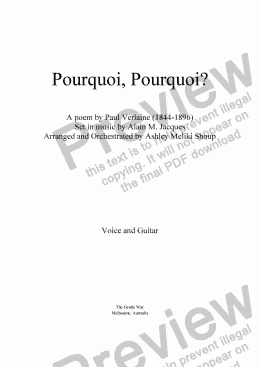 page one of Pourquoi, pourquoi? (A. Jacques / P. Verlaine)