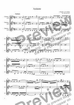 page one of Andante - Clarinet Trio