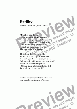 page one of Songs of the Great War: 7.Futility