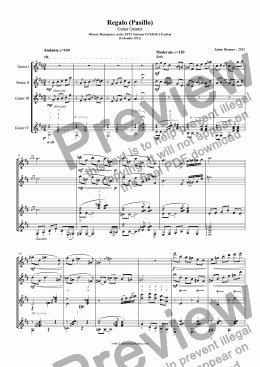 page one of Regalo (Pasillo) Guitar Quartet Winner Masterpiece at the XXVI National COTRAFA Festival (Colombia 2012)