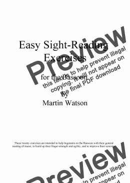 page one of Easy Sight-Reading Exercises for the Bassoon.