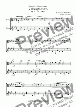 page one of Valses poéticos No. 1 for viola and guitar