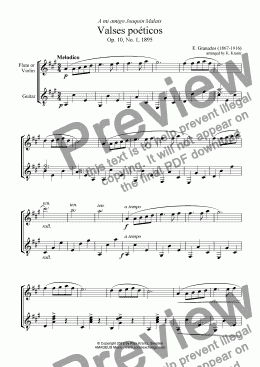 page one of Valses poéticos No. 1 for flute or violin and guitar