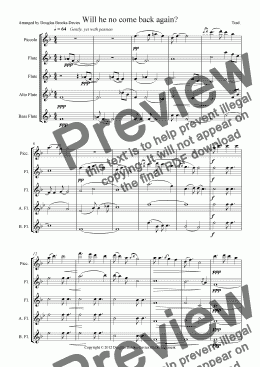 page one of Scottish Jacobite Songs of Rebellion, Set 1, for Flute Choir (picc., 2 fl, afl, bfl)