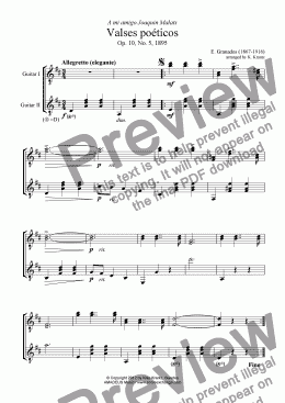 page one of Valses poéticos No. 5 for guitar duet