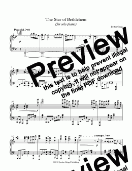 page one of The Star of Bethlehem (for solo piano)