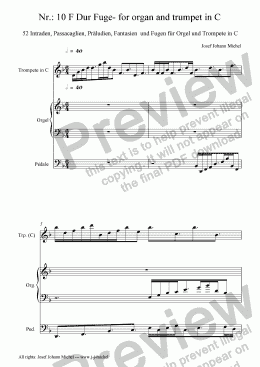 page one of Nr.: 10 F Dur Fuge- for organ and trumpet in C