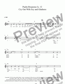 page one of Psalm Response; Isaiah 12 Cry Out With Joy and Gladness