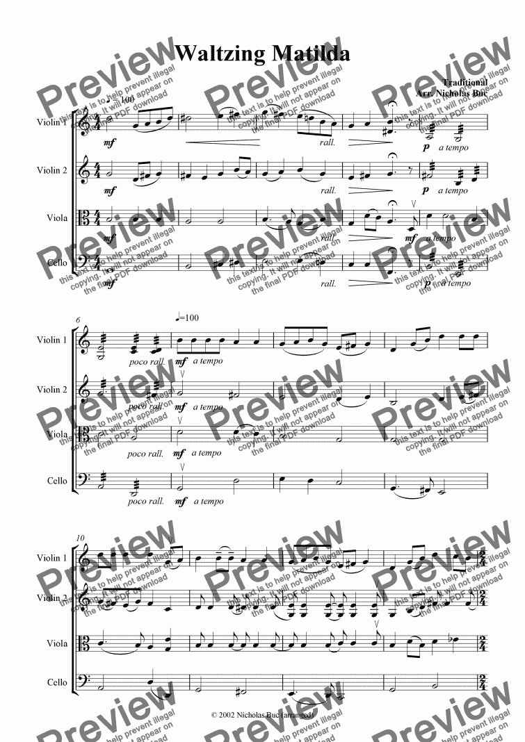 Waltzing Matilda Download Sheet Music Pdf File