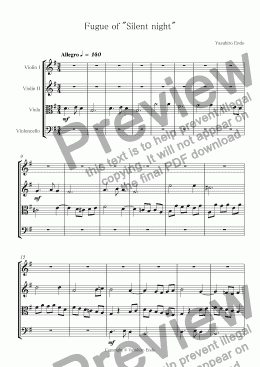 page one of Fugue of "Silent night"