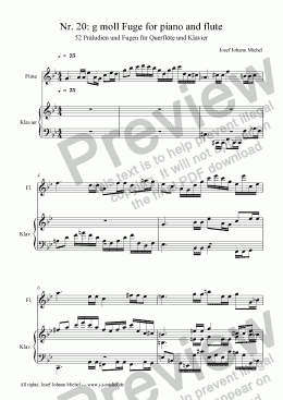 page one of Nr. 20: g moll Fuge for piano and flute