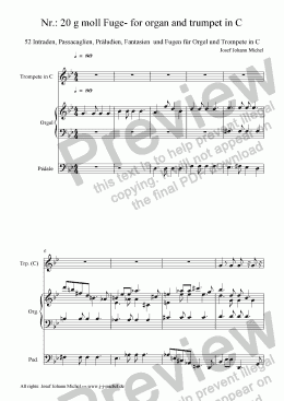 page one of Nr.: 20 g moll Fuge- for organ and trumpet in C