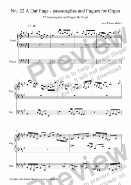 page one of Nr.: 22 A Dur Fuge - passacaglias and Fugues for Organ