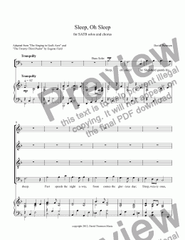 page one of Sleep, Oh Sleep - a choral setting of the 23rd Psalm based on two poems by Eugene Field