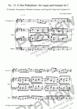 page one of Nr.: 21 A Dur Präludium- for organ and trumpet in C