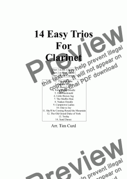 page one of 14 Easy Trios For Clarinet