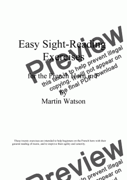 page one of Easy Sight-Reading Exercises for the French Horn.