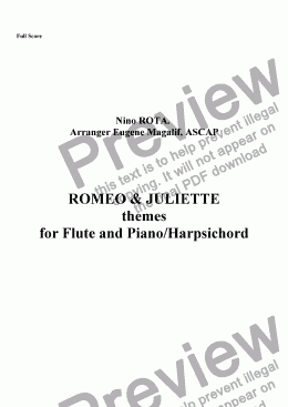 page one of ROMEO & JULIETTE Flute & Piano. Simple version