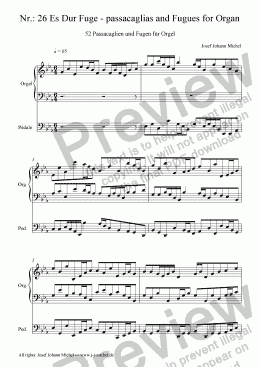 page one of Nr.: 26 Es Dur Fuge - passacaglias and Fugues for Organ