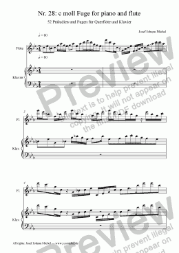 page one of Nr. 28: c moll Fuge for piano and flute