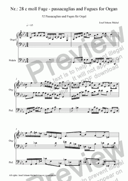 page one of Nr.: 28 c moll Fuge - passacaglias and Fugues for Organ