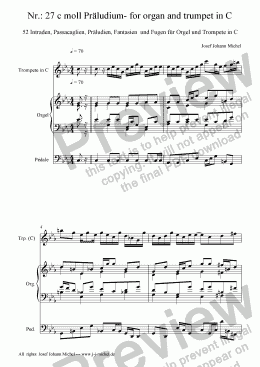 page one of Nr.: 27 c moll Präludium- for organ and trumpet in C