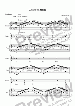 page one of Chanson triste (Henri Duparc / Jean Lahor)