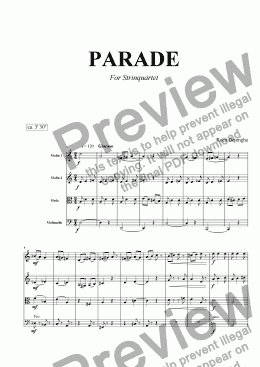 page one of "Parade For String Quartet"