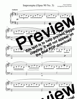 page one of Schubert's Impromptu, Opus 90 No. 3 (intermediate piano)