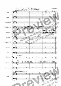 page one of Allegro for Wind Band
