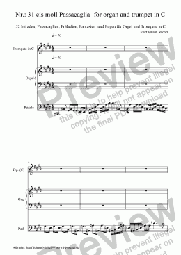 page one of Nr.: 31 cis moll Passacaglia- for organ and trumpet in C