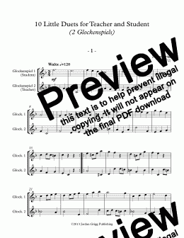 page one of 10 Little Duets for Teacher and Student (2 Glockenspiels)