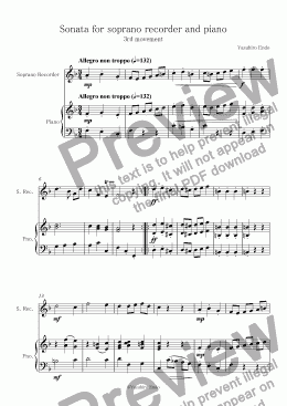 page one of Sonata for soprano recorder and piano ( 3rd mov. )