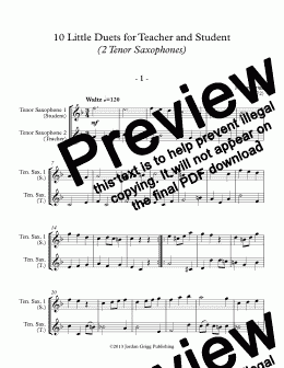 page one of 10 Little Duets for Teacher and Student (2 Tenor Saxophones)