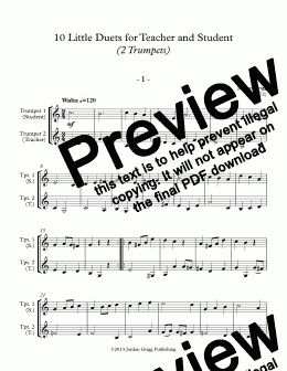 page one of 10 Little Duets for Teacher and Student (2 Trumpets)