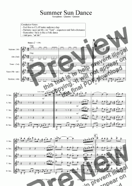 page one of Summer Sun Dance - Saxophone Quartet