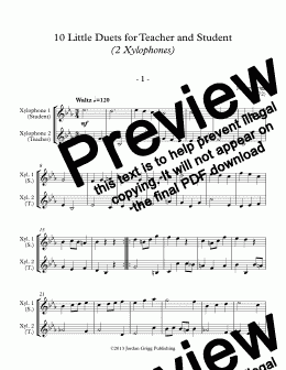 page one of 10 Little Duets for Teacher and Student (2 Xylophones)