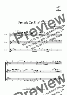 page one of Prelude Op.51 nº XXIII for guitar trio