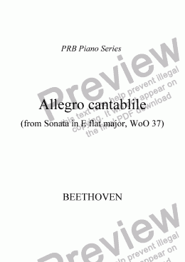 page one of PRB Piano Series: Allegro cantabile (from Sonata in E flat, WoO 47 No 1)