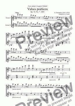 page one of Valses poéticos No. 7 for guitar duet